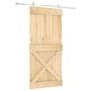 vidaXL Klizna vrata Prirodna i bijela 95 x 210 cm Čvrsta borovina