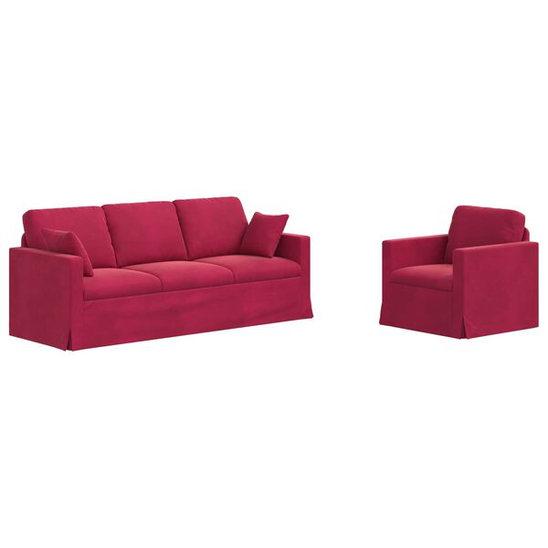 vidaXL Sofa 2 pcs Vinska crvena 198 x 78 x 80 cm Bar&scaron;un