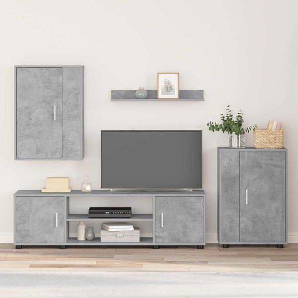vidaXL Set TV komoda Zidne 4 pcs Betonski sivi Konstruirano drvo