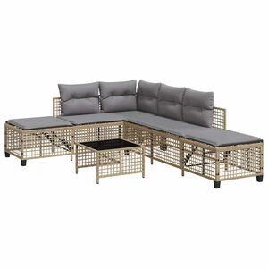 vidaXL 3-dijelni set kutne vrtnih sofa s jastucima bež od poliratana