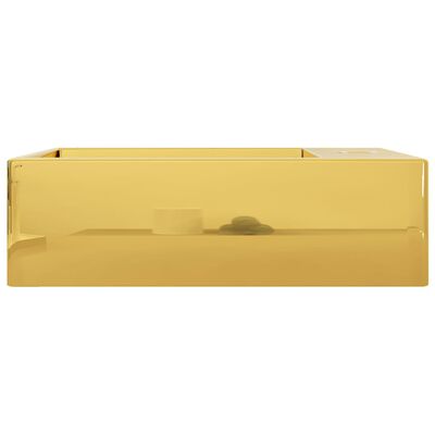 vidaXL Umivaonik protiv prelijevanja 49 x 25 x 15 cm keramički zlatni