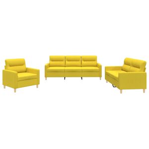 vidaXL 3-dijelni set sofa s jastucima svjetložuti od tkanine
