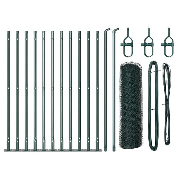 vidaXL Stup za ogradu Zelena 25 x 0,5 m (mreža 13 mm) Čelik