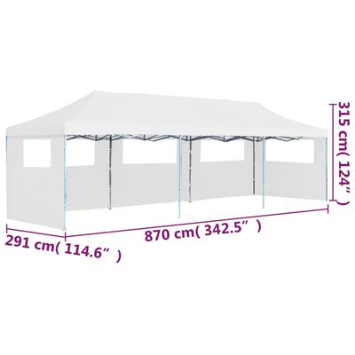 vidaXL Sklopivi šator za zabave s 5 bočnih zidova 3 x 9 m bijeli