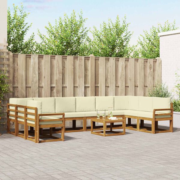 vidaXL Set vanjskih sofa s jastukom 11 pcs Prirodna i krem
