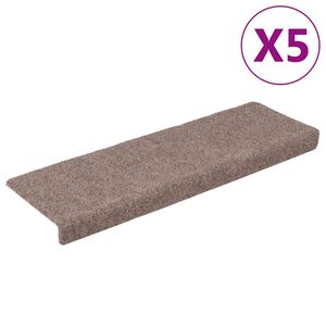 vidaXL Prostirke za stepenice, samoljepljive, 5 kom. 65x21x4 cm, svijetlosmeđa, pravokutni rub