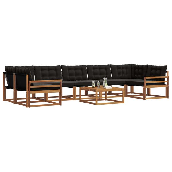 vidaXL Set vanjskih sofa s jastukom 8 pcs Prirodna i crna