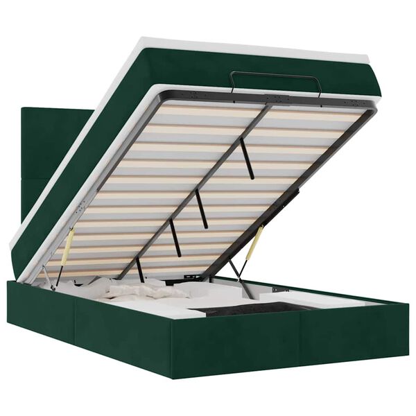 vidaXL Otomanski krevet s madracima&LED tamnozeleni 120x200cm bar&scaron;un