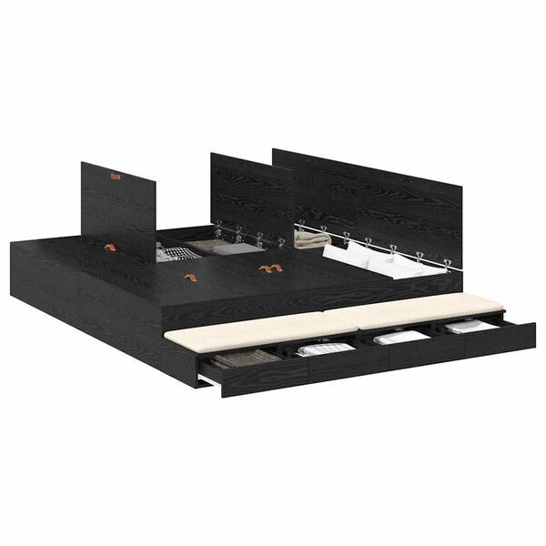 vidaXL Krevet s ladicama Crni hrast 180 cm Konstruirano drvo