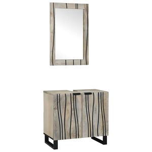 vidaXL Set ormarića za kupaonicu 2 pcs Bijela Čvrsto drvo manga