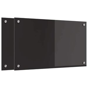 vidaXL Kuhinjski zid 2 kom. Crna 70 x 40 cm Staklo otporno na udarce