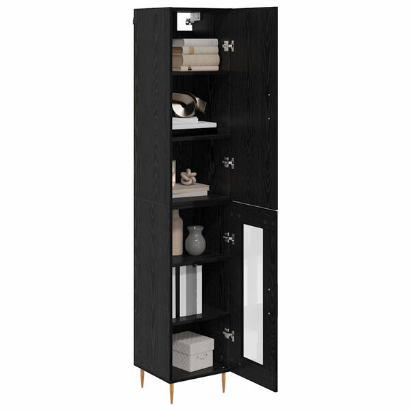 vidaXL Highboard 2 pcs Crni hrast Konstruirano drvo
