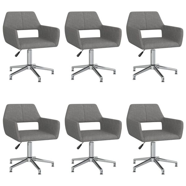 vidaXL Okretne blagovaonske stolice od tkanine 6 kom svjetlosive