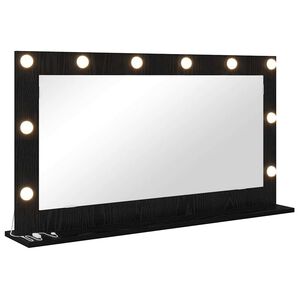 vidaXL Ogledalo za Toalet S LED lampica Crni hrast 100 x 55 x 18 cm