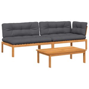 vidaXL 3-dijelni set vrtnih sofa od paleta s jastucima od drva bagrema