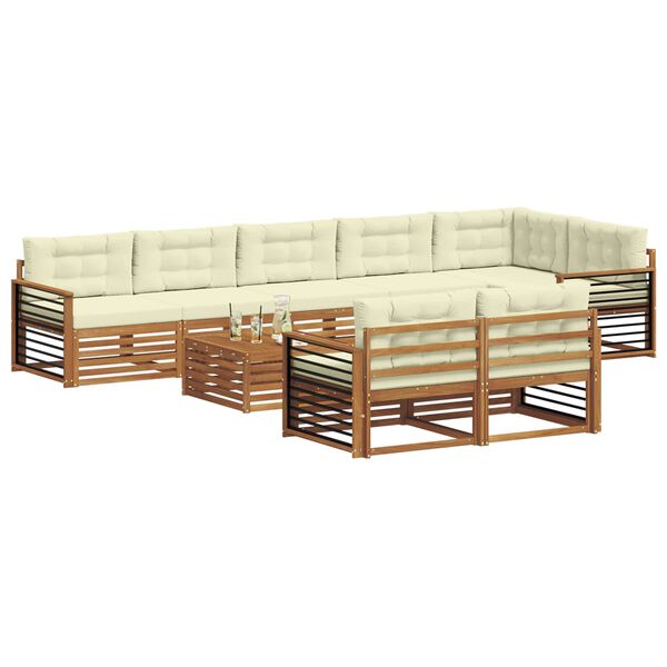vidaXL Set vanjskih sofa s jastukom 9 pcs Prirodna i krem