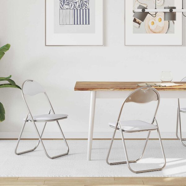 vidaXL Sklopiva stolica 2 pcs Bijela i siva 48 x 43,5 x 81 cm