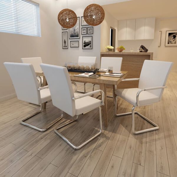 vidaXL Konzolne blagovaonske stolice od umjetne kože 6 kom bijele