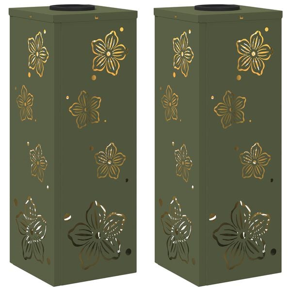 vidaXL Solarna LED svjetlost za stazu 2 pcs Maslinasto zelena