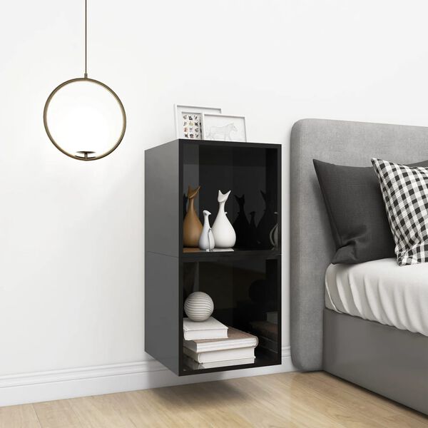 vidaXL Zidni ormarići 2 kom sjajni crni 37x37x37 cm konstruirano drvo