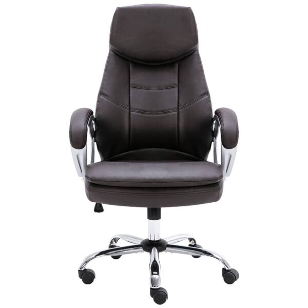 vidaXL Uredska stolica od prave kože smeđa