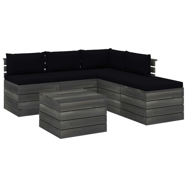 vidaXL 6-dijelna vrtna garnitura od paleta od borovine s jastucima