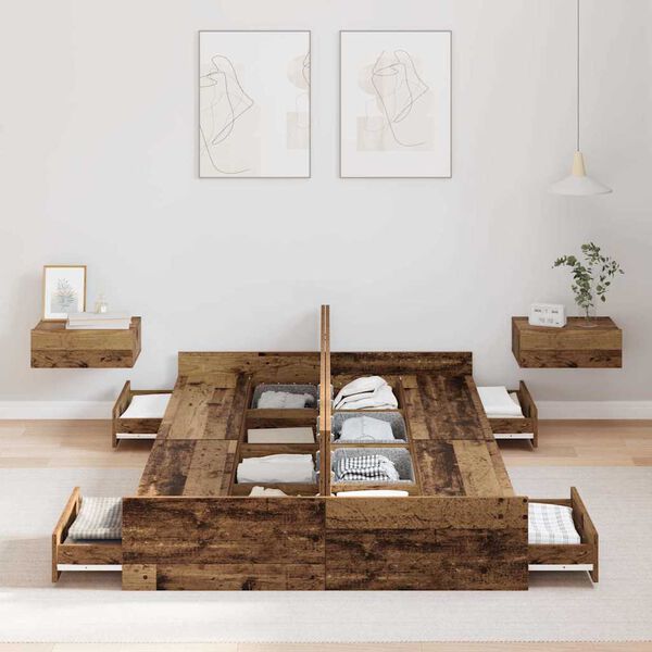 vidaXL Krevet s ladicama Staro drvo 120 x 190 cm Konstruirano drvo