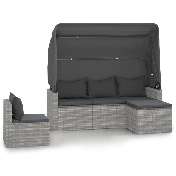vidaXL 4-dijelni set vrtnih sofa od poliratana s jastucima sivi
