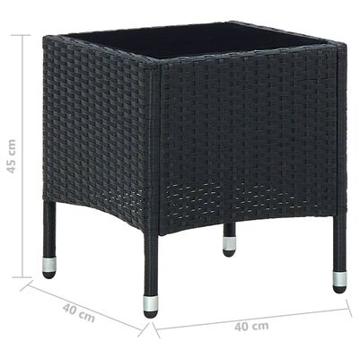 vidaXL Vrtni stol crni 40 x 40 x 45 cm od poliratana