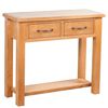 vidaXL Konzolni stol s 2 ladice 83 x 30 x 73 cm masivna hrastovina