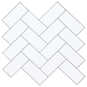 vidaXL Pločica riblja kost 20 kom. Bijela siva 30 x 30 cm