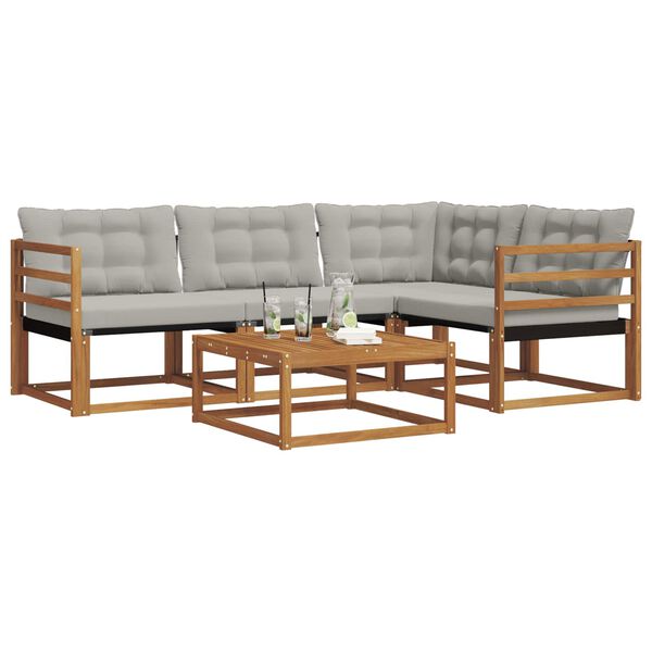 vidaXL Set vanjskih sofa s jastukom 5 pcs Prirodna i svijetlo siva