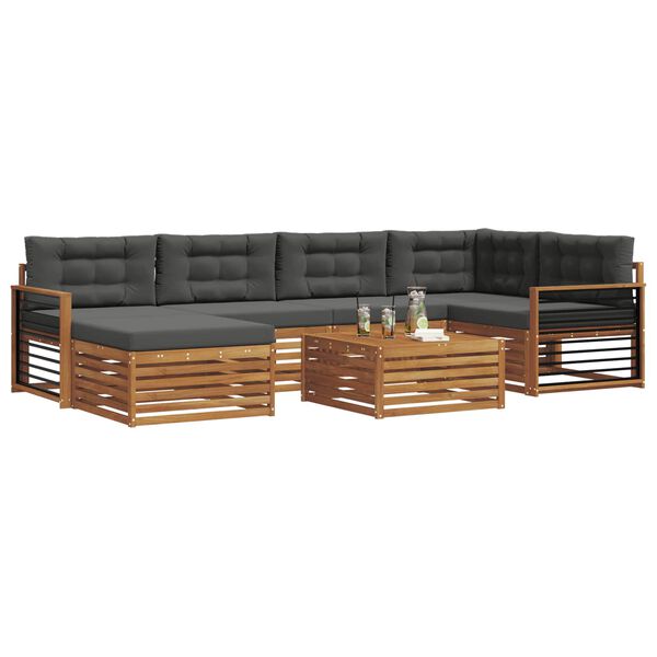 vidaXL Set vanjskih sofa s jastukom 7 pcs Prirodna i antracit