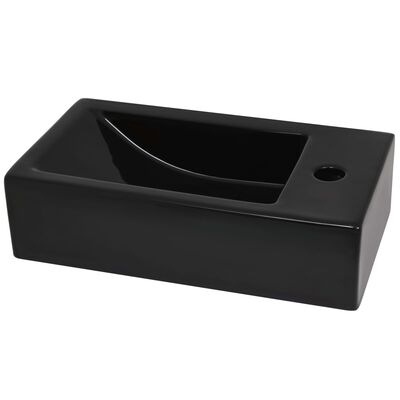 vidaXL Umivaonik s otvorom pravokutni keramički crni 46x25,5x12 cm