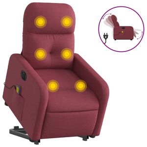 vidaXL Električni masažni naslonjač na podizanje od tkanine boja vina