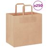 vidaXL Papirnate vrećice 250 kom s ručkama smeđe 26x17x25 cm