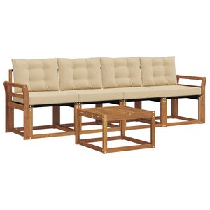 vidaXL Set vanjskih sofa s jastukom 5 pcs Prirodna i bež