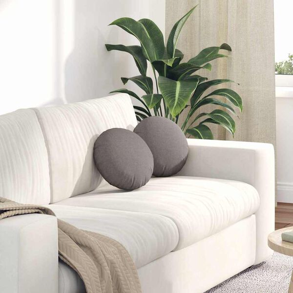 vidaXL Jastučići za sjedenje 2 pcs Sivo-smeđa Ø30 x 13 cm tkanina