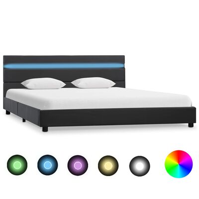 vidaXL Okvir za krevet od umjetne kože s LED svjetlom sivi 160x200 cm