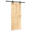 vidaXL Klizna vrata Prirodna i crna 85 x 210 cm Čvrsta borovina