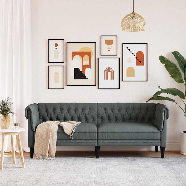 vidaXL Sofa Tamno siva 201,5 x 74,5 x 74,5 cm Poliester