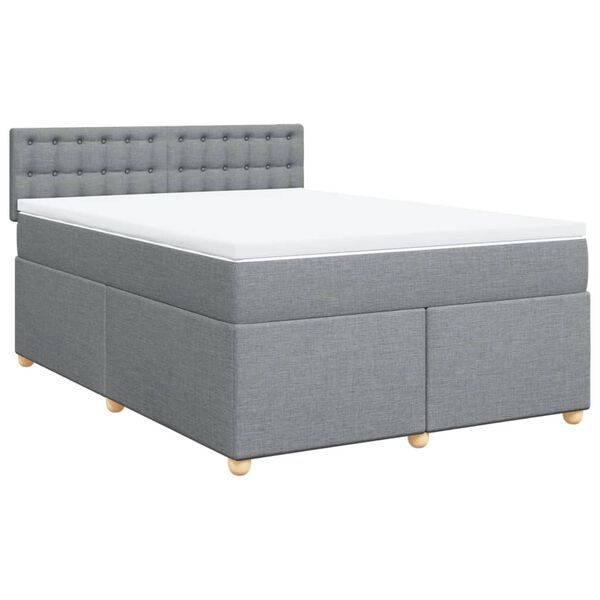 vidaXL Krevet box spring s madracem svjetlosivi 140x200 cm od tkanine