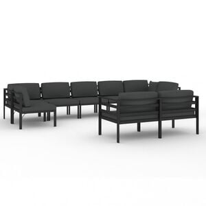 vidaXL 9-dijelna vrtna garnitura s jastucima aluminijska antracit