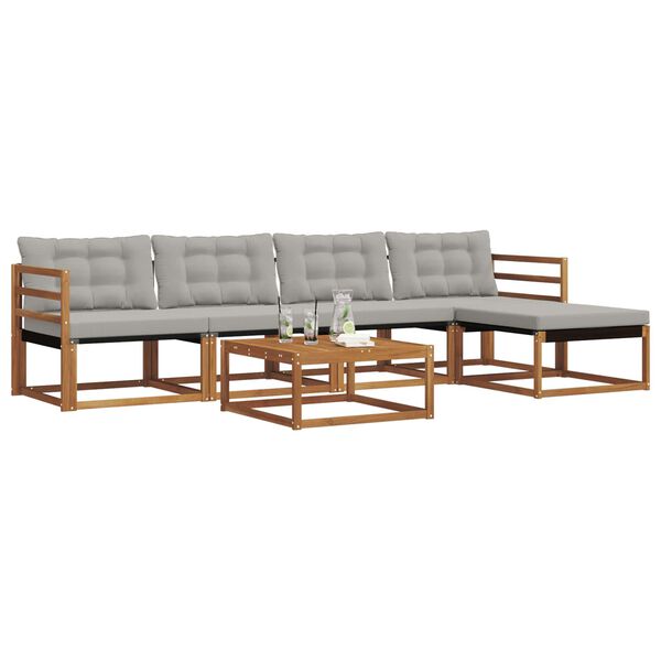 vidaXL Set vanjskih sofa s jastukom 6 pcs Prirodna i svijetlo siva