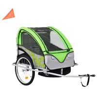 vidaXL 2-u-1 prikolica za bicikl i kolica zeleno-siva