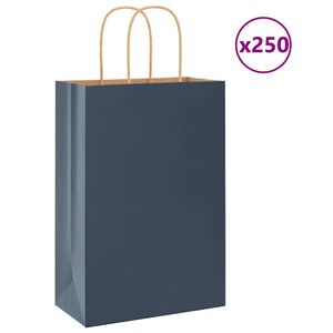 vidaXL Papirnate vrećice 250 kom s ručkama plave 21x11x31 cm