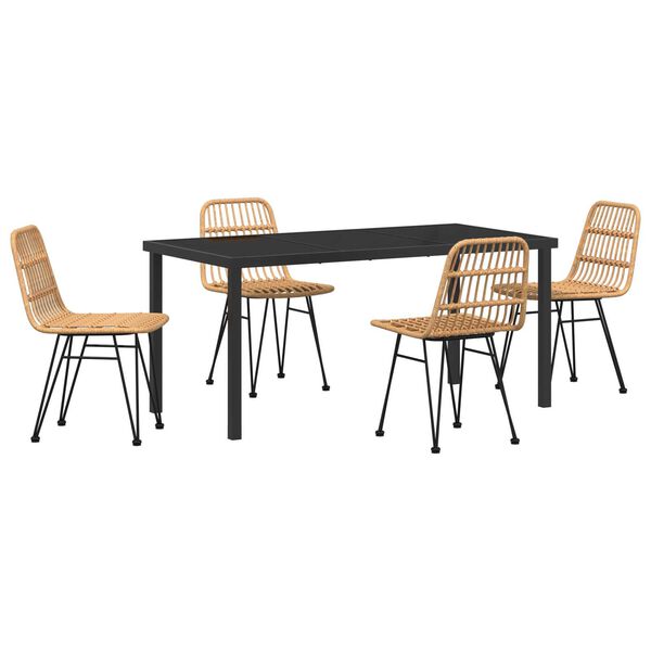 vidaXL Vrtni set za objed 5 pcs Smeđa Čelik s prahom premazan