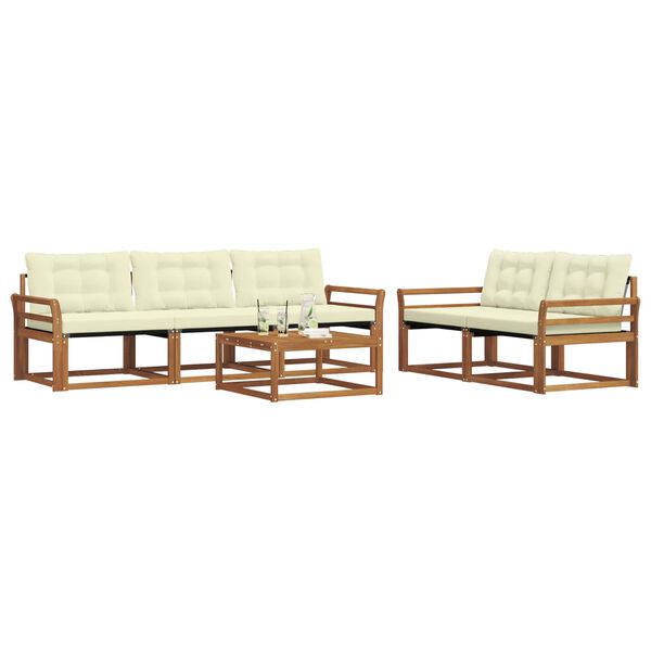 vidaXL Set vanjskih sofa s jastukom 6 pcs Prirodna i krem