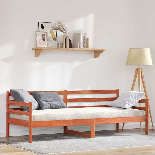 vidaXL Dnevni krevet s uzglavljem Vosak smeđa Čvrsto borovo drvo