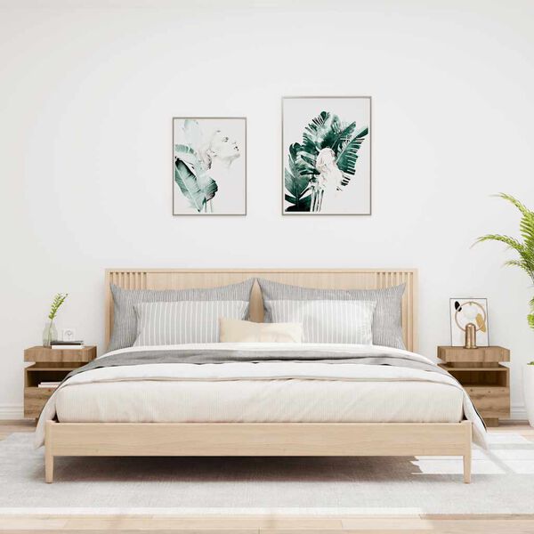 vidaXL Noćni ormarići s LED svjetlima 2 kom Artisan hrast 40x39x48,5cm